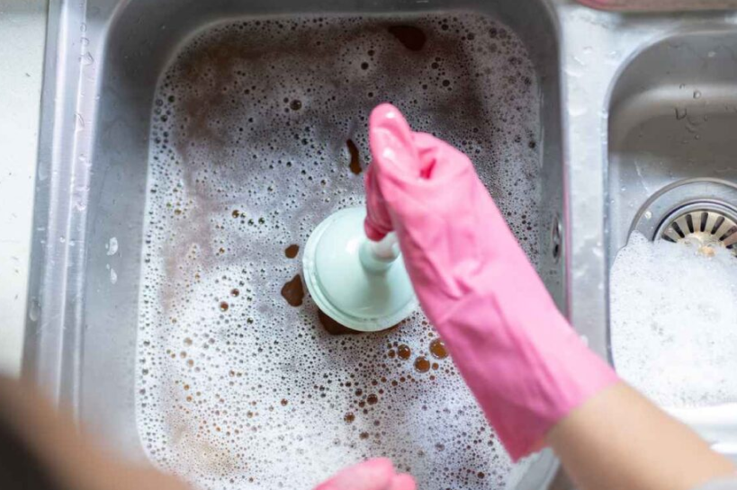 unclog drain with standing water